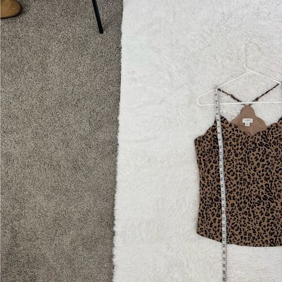J. Crew Tan and Black Animal Print Silky Scalloped Camisole Size 4 - Picture 13 of 13